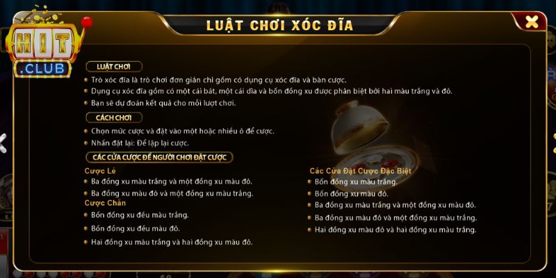 Xóc Đĩa Là Gì – Hướng Dẫn Cho Người Mới Tại Hitclub 2 Các cửa cược cơ bản